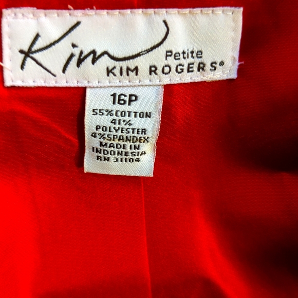 Kim Rogers Red Embossed Floral 3/4 sleeve jacket size 16p. - Picture 6 of 7